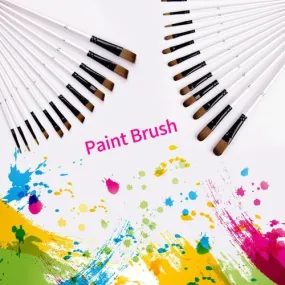 12Pcs- Artist Paint Brush Set Nylon Bristles Brushes for Watercolor Acrylic Oil Painting