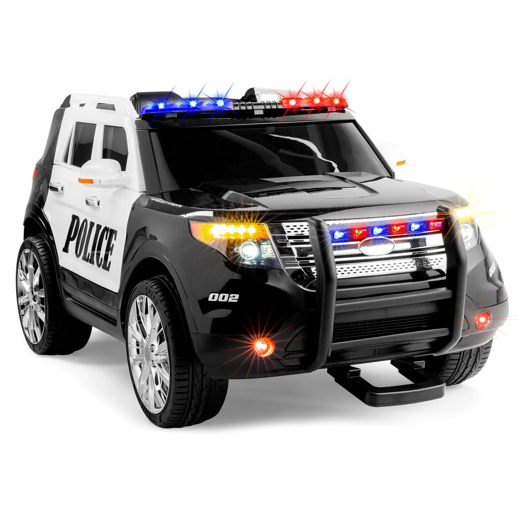 12V Kids Police Ride-On SUV Car w/ 2 Speeds, Lights, AUX, Sirens - Black