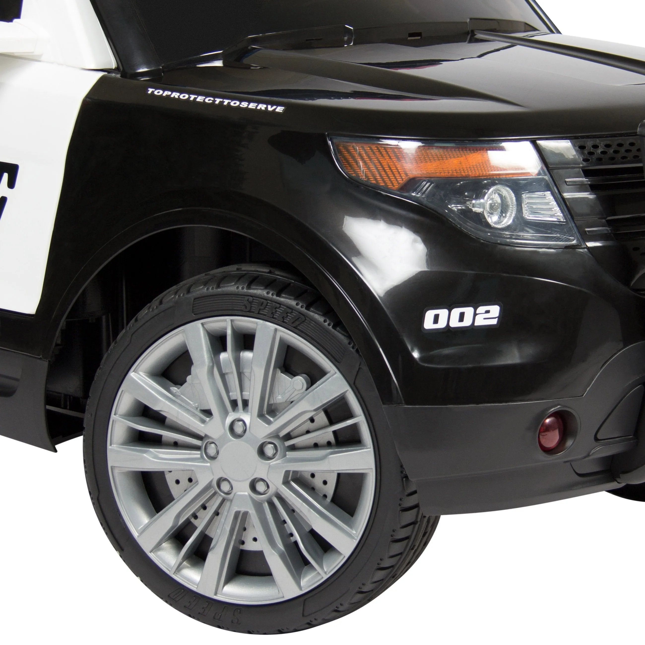 12V Kids Police Ride-On SUV Car w/ 2 Speeds, Lights, AUX, Sirens - Black