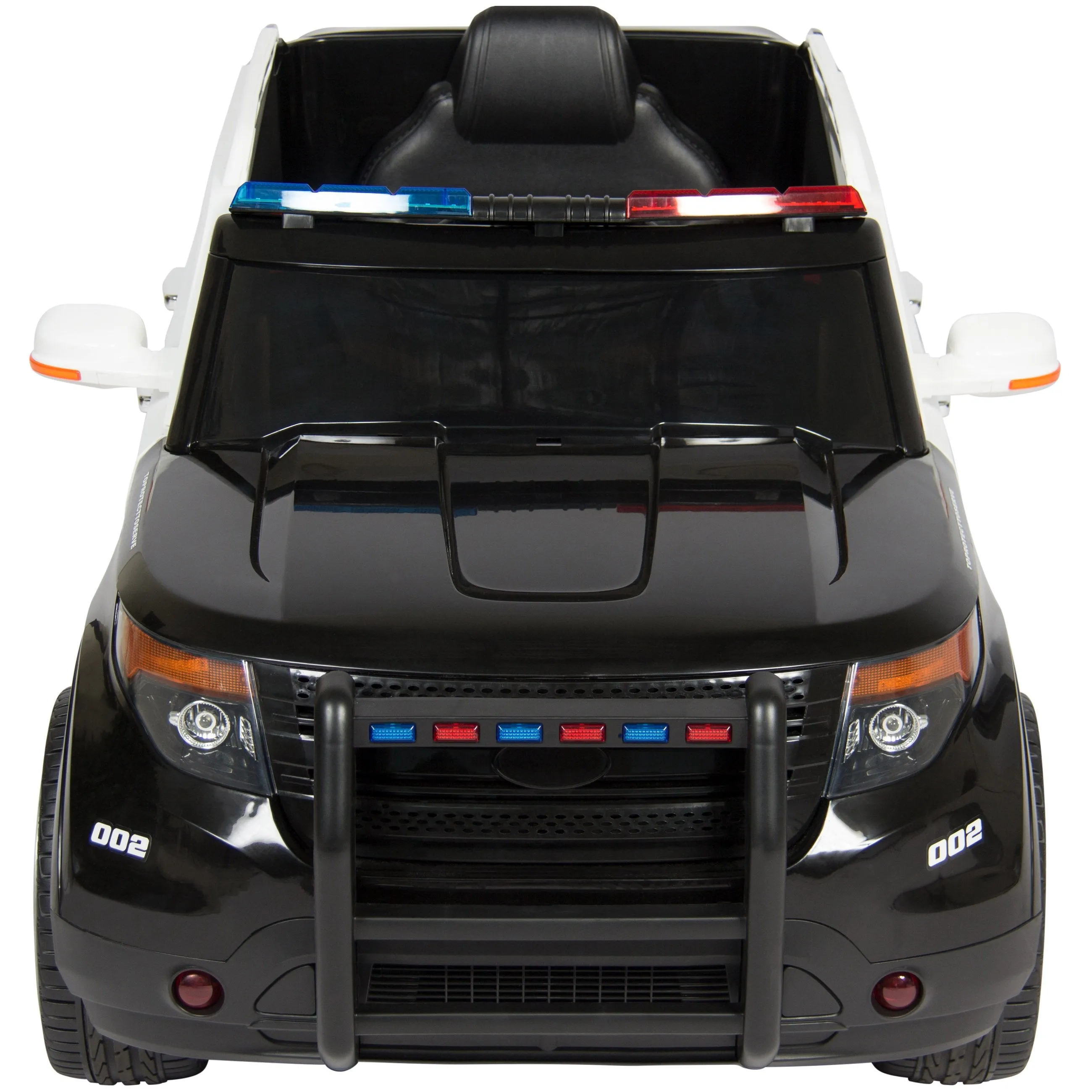 12V Kids Police Ride-On SUV Car w/ 2 Speeds, Lights, AUX, Sirens - Black