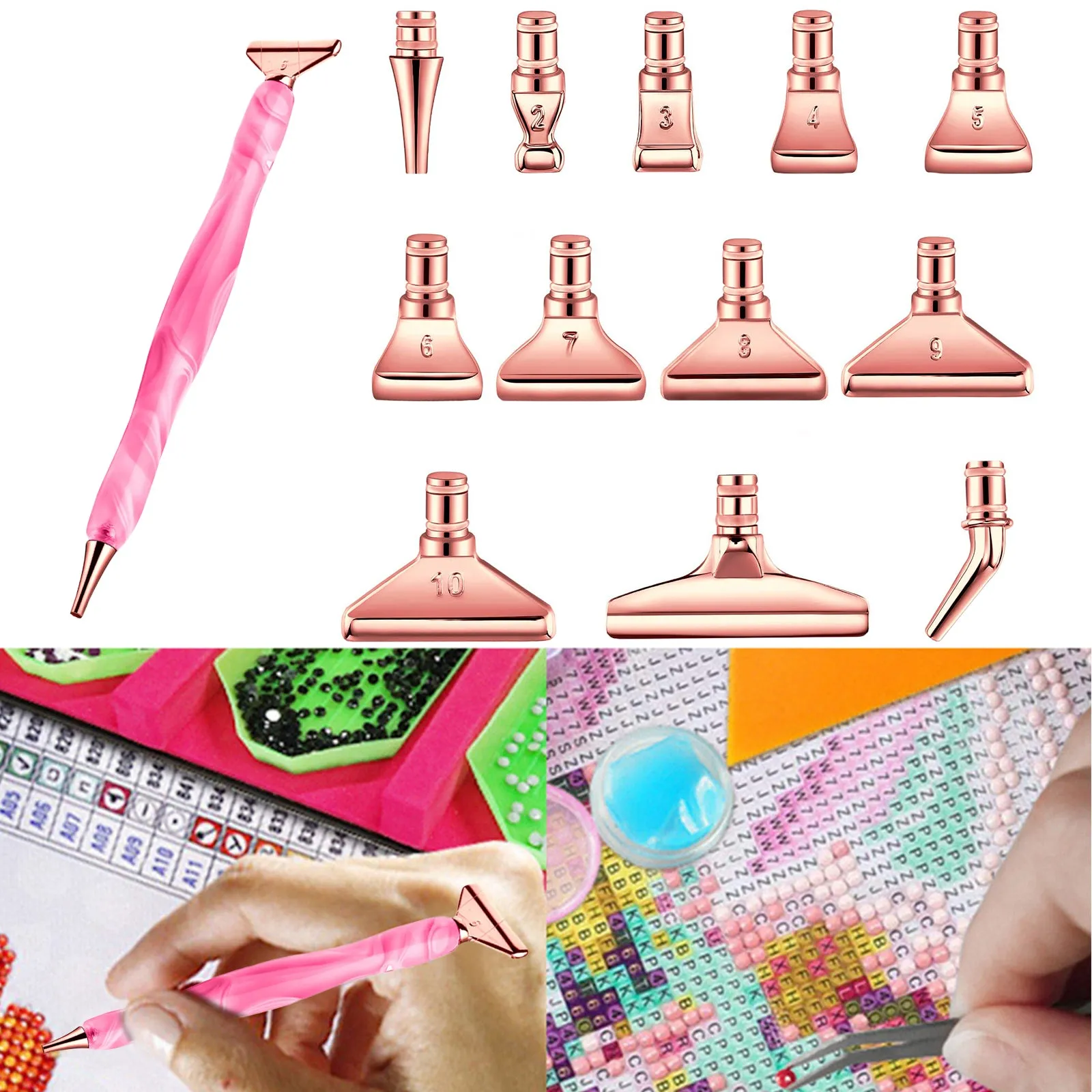 13x Metal 5D Resin Diamond Painting Pen Nibs Set DIY Craft Point Drill Pens