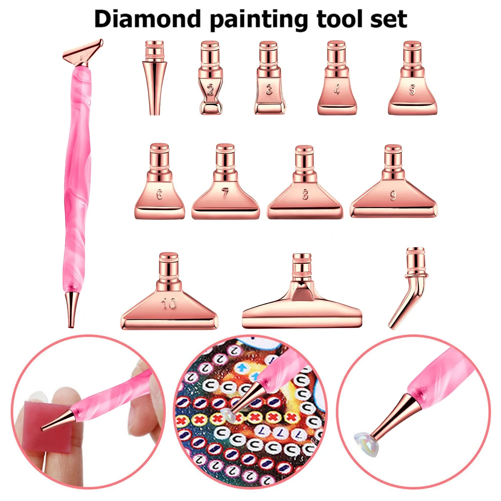 13x Metal 5D Resin Diamond Painting Pen Nibs Set DIY Craft Point Drill Pens