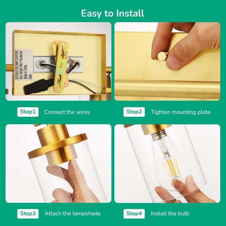 2-Light Gold Bathroom Vanity Light-HHVL04E