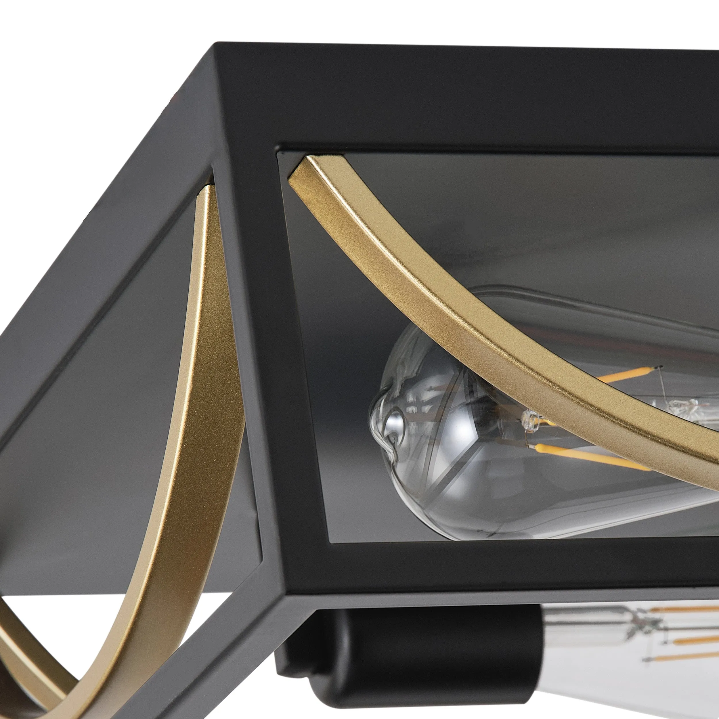 2-Lights Openwork Square Metal Frame Design Flush Mount Lighting