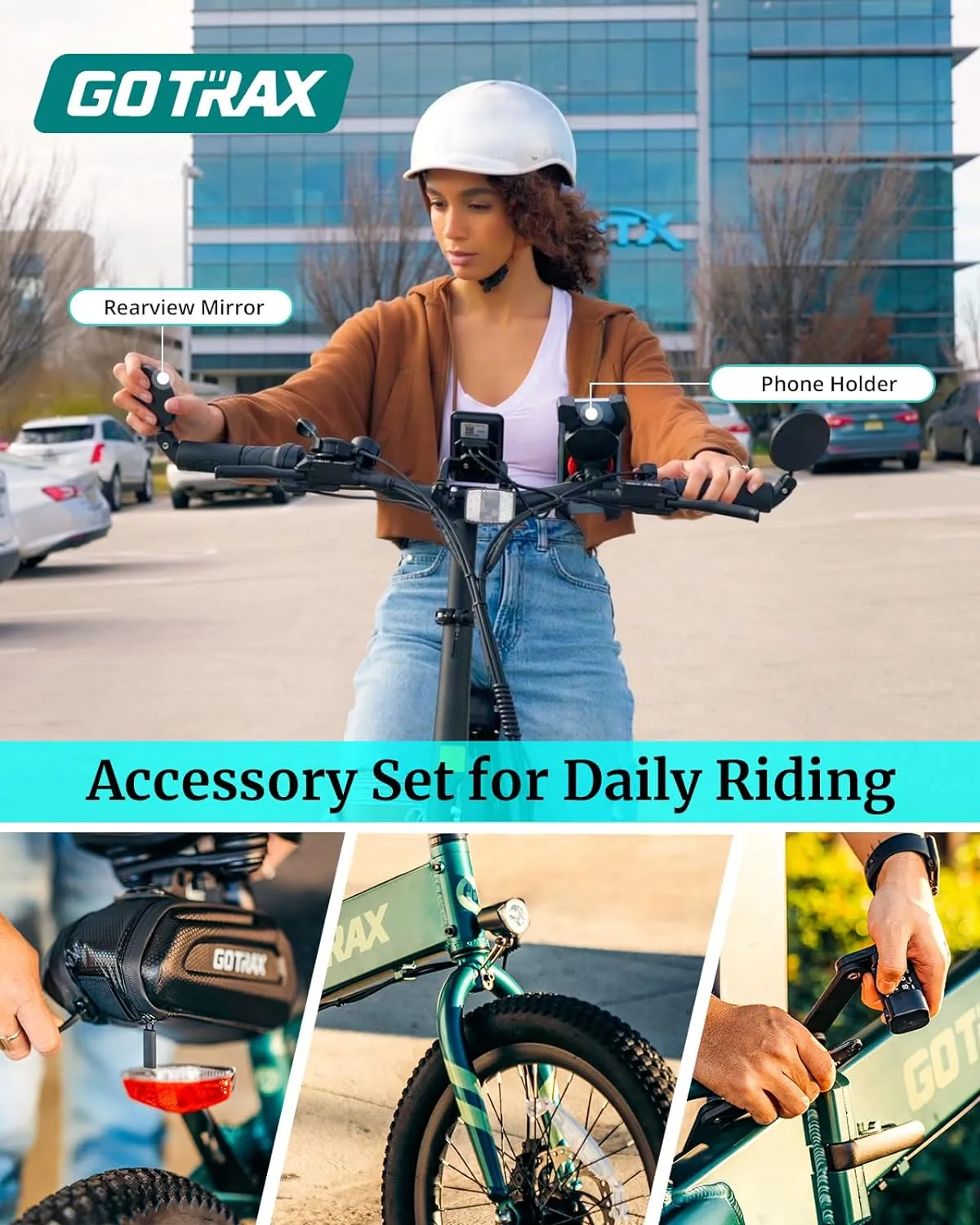20" Electric Bike, Max Range 50 Miles & 20Mph Power by 350W, LCD Display & 5 Pedal-Assist Levels, with Lock, Rearview Mirror, Phone Holder & Seat Bag