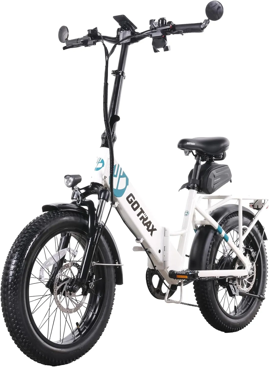 20" Electric Bike, Max Range 50 Miles & 20Mph Power by 350W, LCD Display & 5 Pedal-Assist Levels, with Lock, Rearview Mirror, Phone Holder & Seat Bag