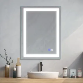24×32 Bathroom Mirror with Dimmable LED Light Makeup Mirror Anti-fog
