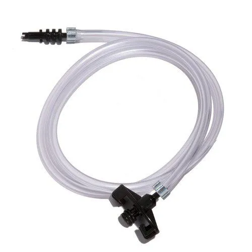 3 cc Standard Syringe Adapter w/ 3 ft. 1/4" OD Tubing - Black Barb-25PK