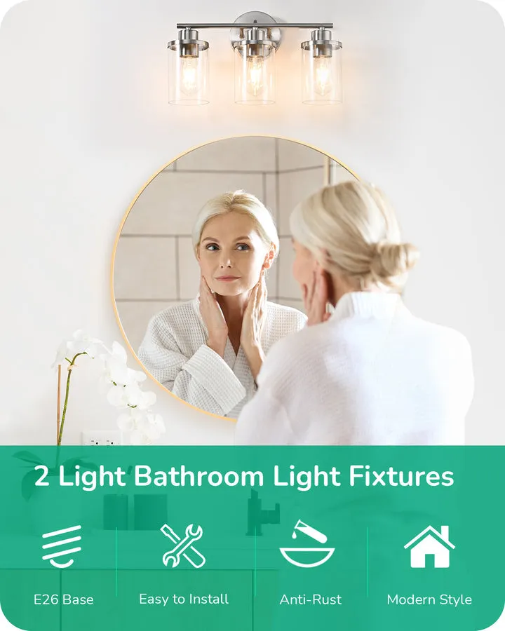 3 Light Brushed Nickel Bathroom Vanity Lights-HHVL04C