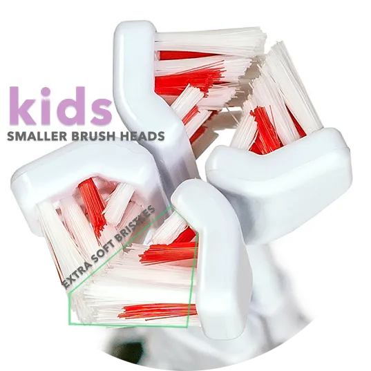 30 Second Smile KIDS Extra Small & Extra Soft Replacement Brush Heads (Also for Adults with Small Mouths)