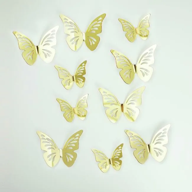 3D Gold Butterflies Peel & Stick Mirrors
