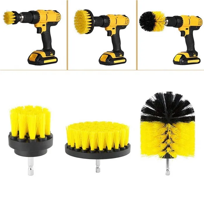 3Pcs/Set Combo Electric Drill Scrubber Brush Kit For Cleaning Kitchen Bathroom