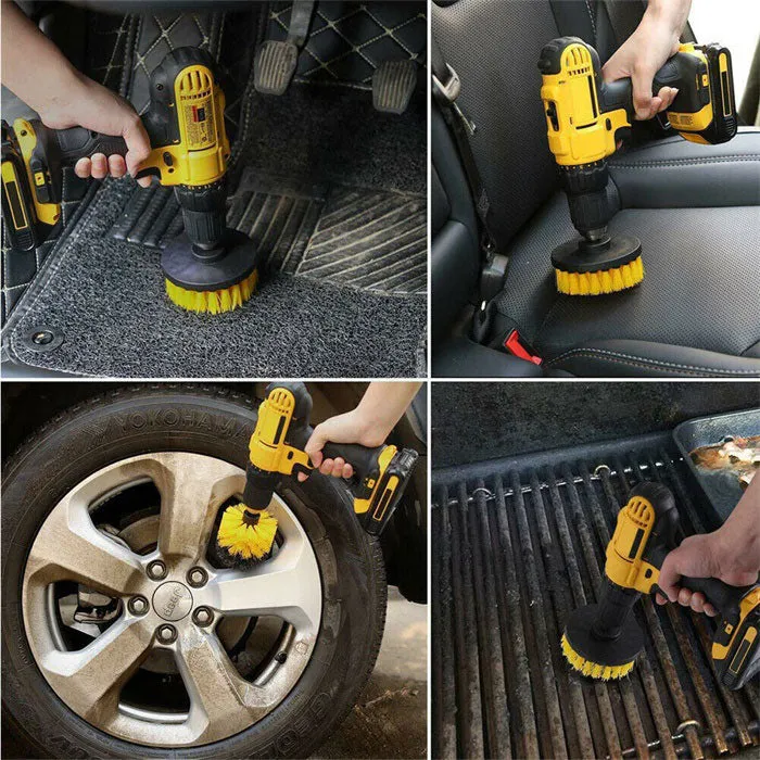 3Pcs/Set Combo Electric Drill Scrubber Brush Kit For Cleaning Kitchen Bathroom