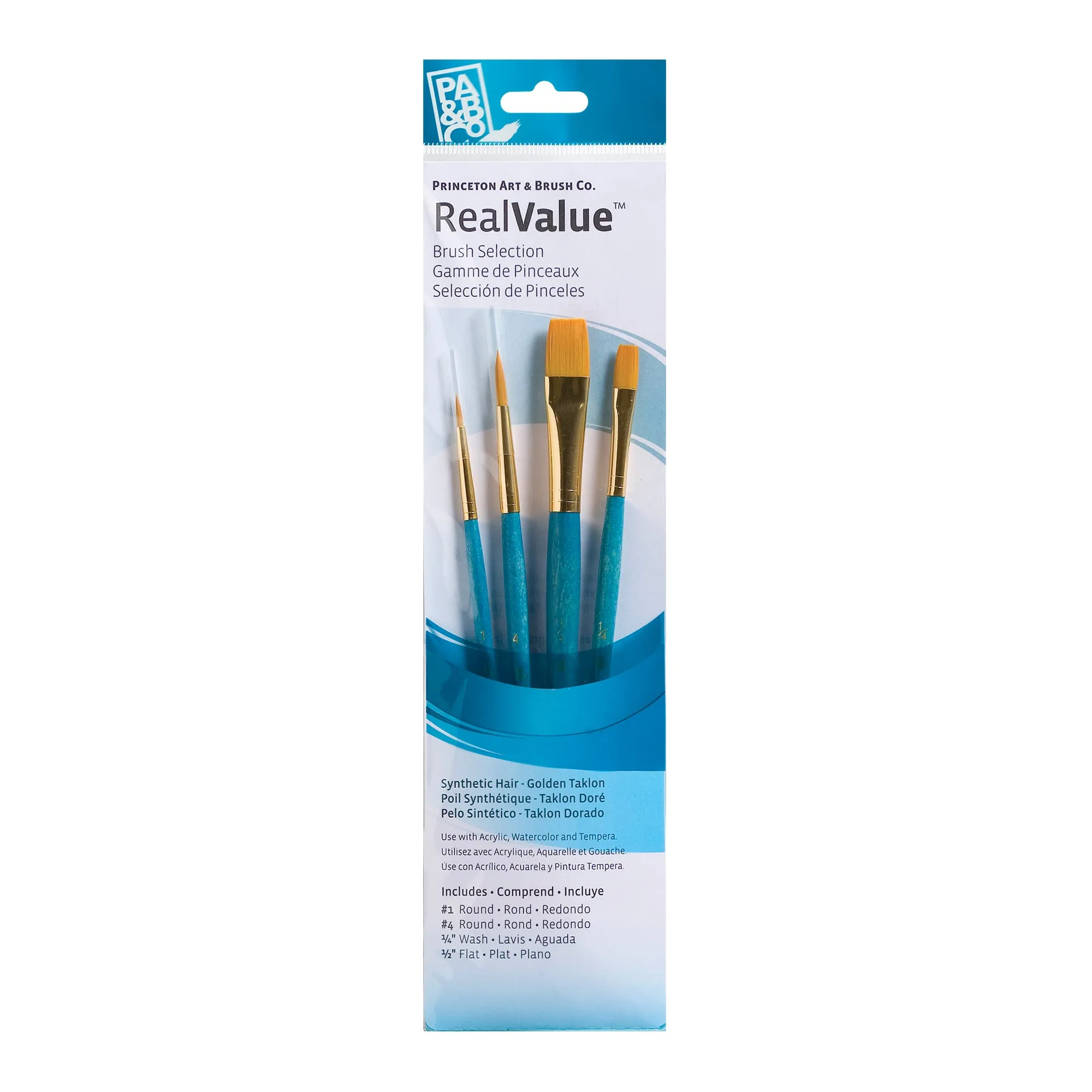 4-Piece Synthetic Gold Taklon Brush Set - 9171