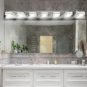 45.3" LED Modern Chrome Vanity Light Bathroom Acrylic Mirror Front Light Rectangular 7 Lights