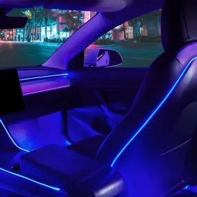 5Nestour 2016-2020 Tesla Model 3 Y Interior Car Neon Lights (Center Console Dashboard Seat Back 4 Foot Lights) with Matching Armrest Organizer