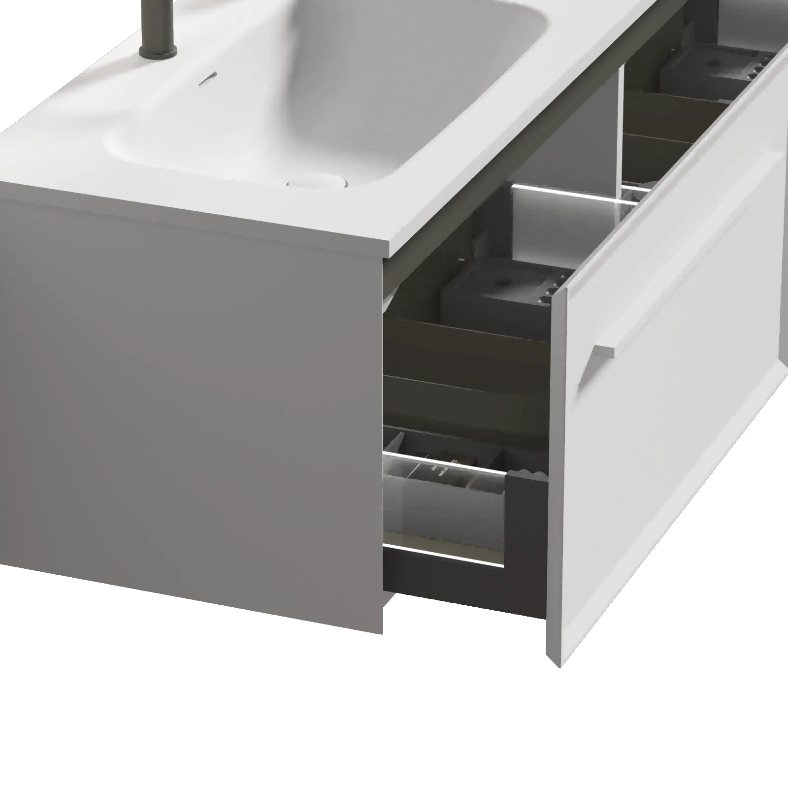 60" Wall Mounted Bathroom Storage Vanity with Double Undermount Sink & LED