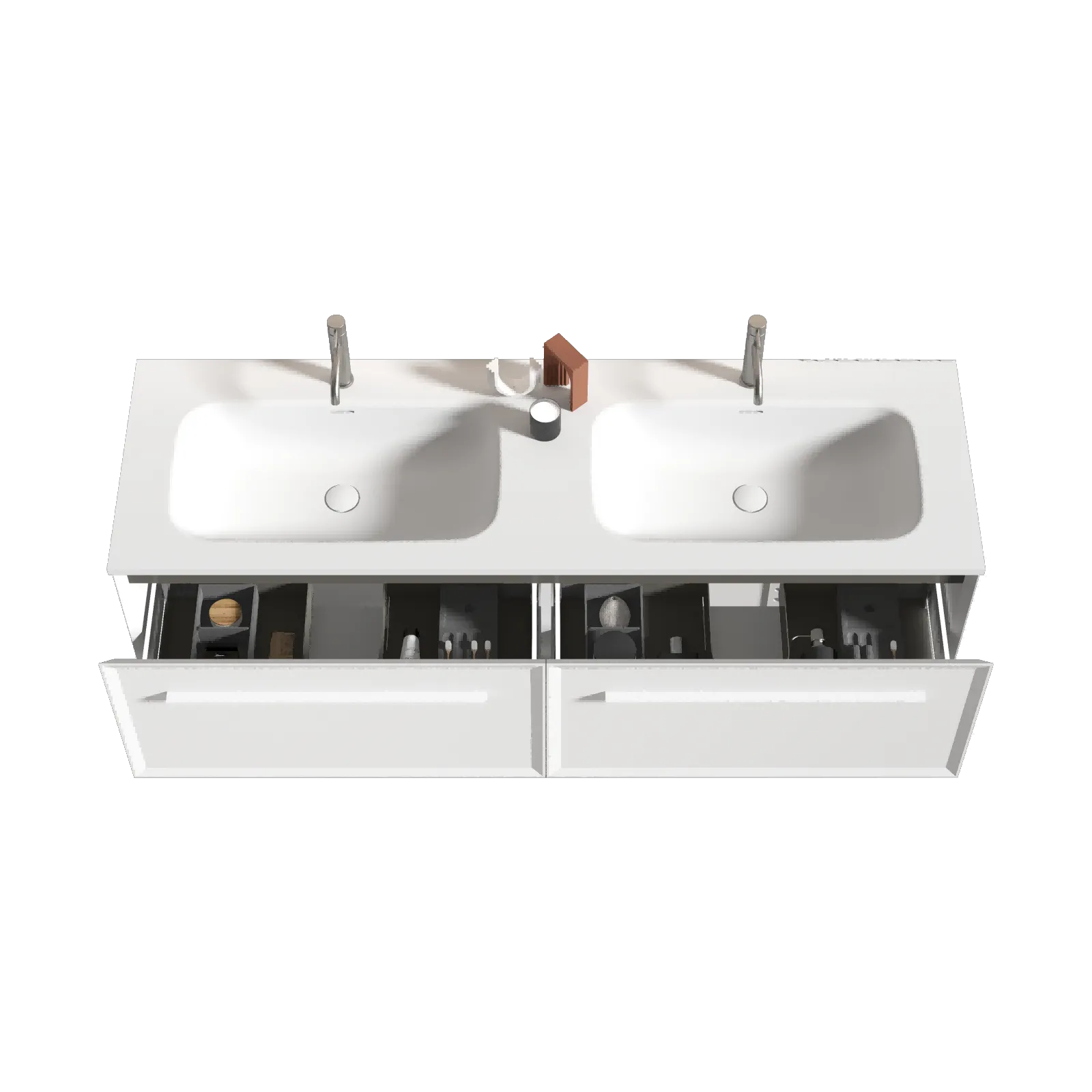 60" Wall Mounted Bathroom Storage Vanity with Double Undermount Sink & LED