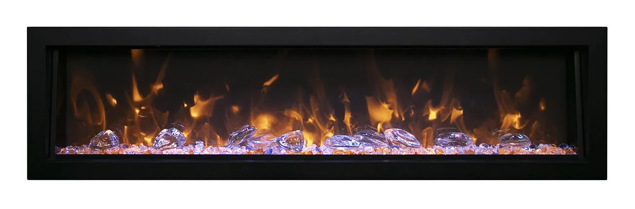 Amantii Deep OD 60” Built In Electric Fireplace W/Black Steel Surround
