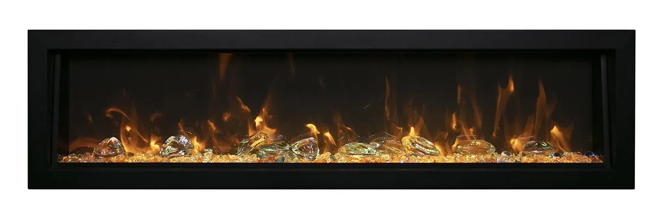 Amantii Deep OD 60” Built In Electric Fireplace W/Black Steel Surround