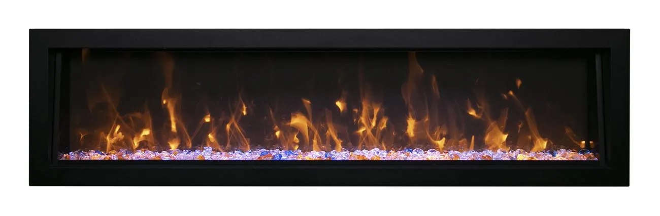 Amantii Deep OD 60” Built In Electric Fireplace W/Black Steel Surround
