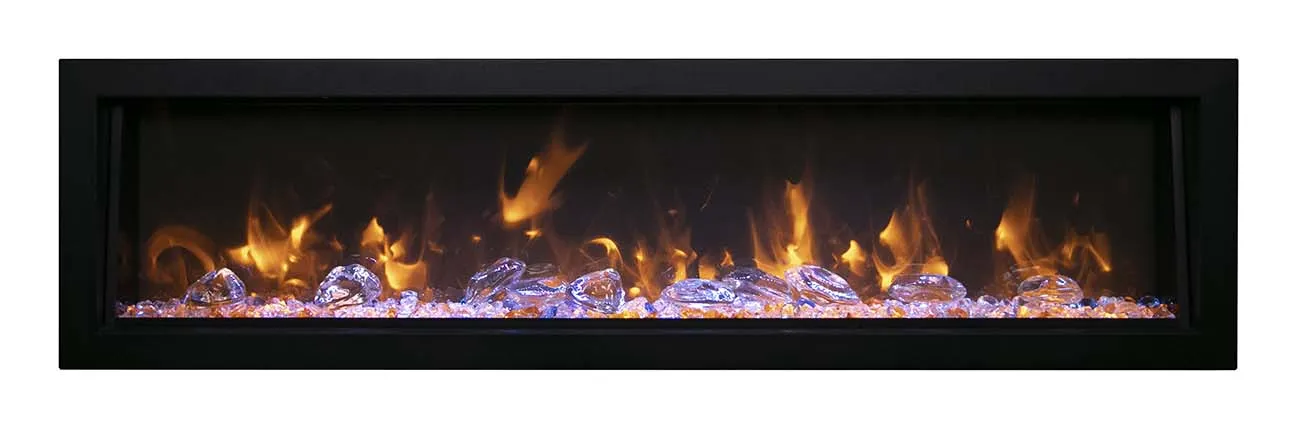 Amantii Deep OD 72” Built In Electric Fireplace W/Black Steel Surround