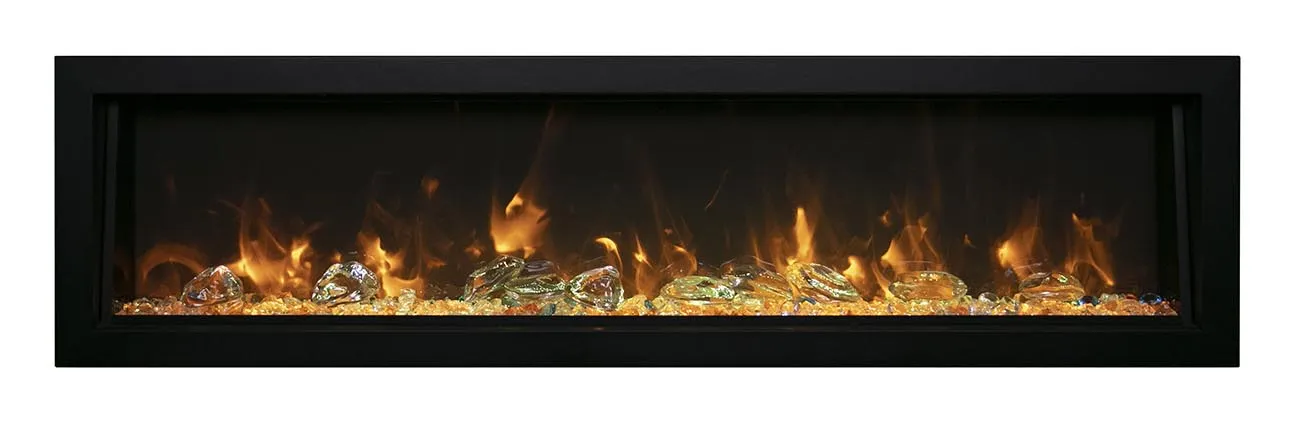 Amantii Deep OD 72” Built In Electric Fireplace W/Black Steel Surround