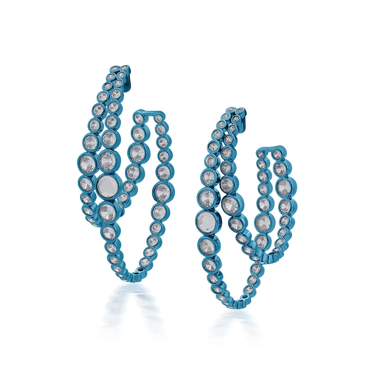 Aqua Blue Double Hoop Earrings