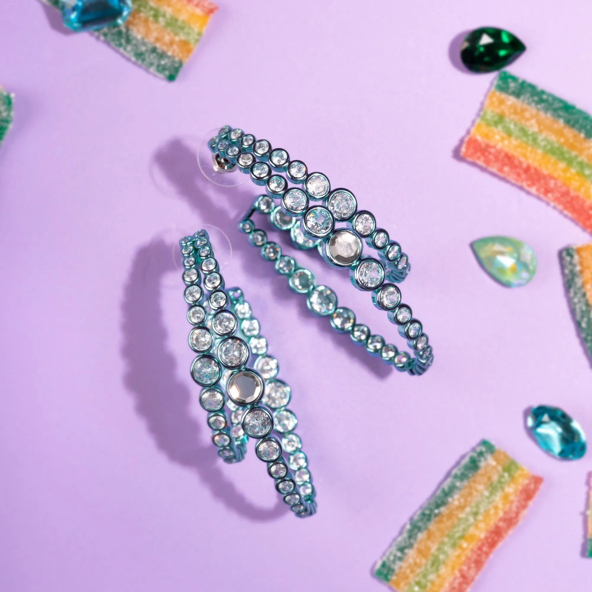 Aqua Blue Double Hoop Earrings