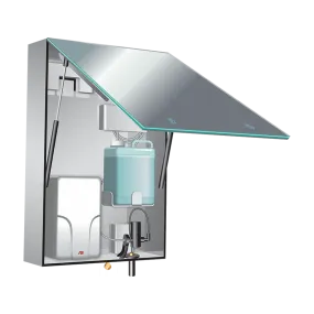 ASI 0661-1 Velare BTM System. Frameless Mirror Cabinet with Liquid Soap Dispenser and Hand Dryer Inside