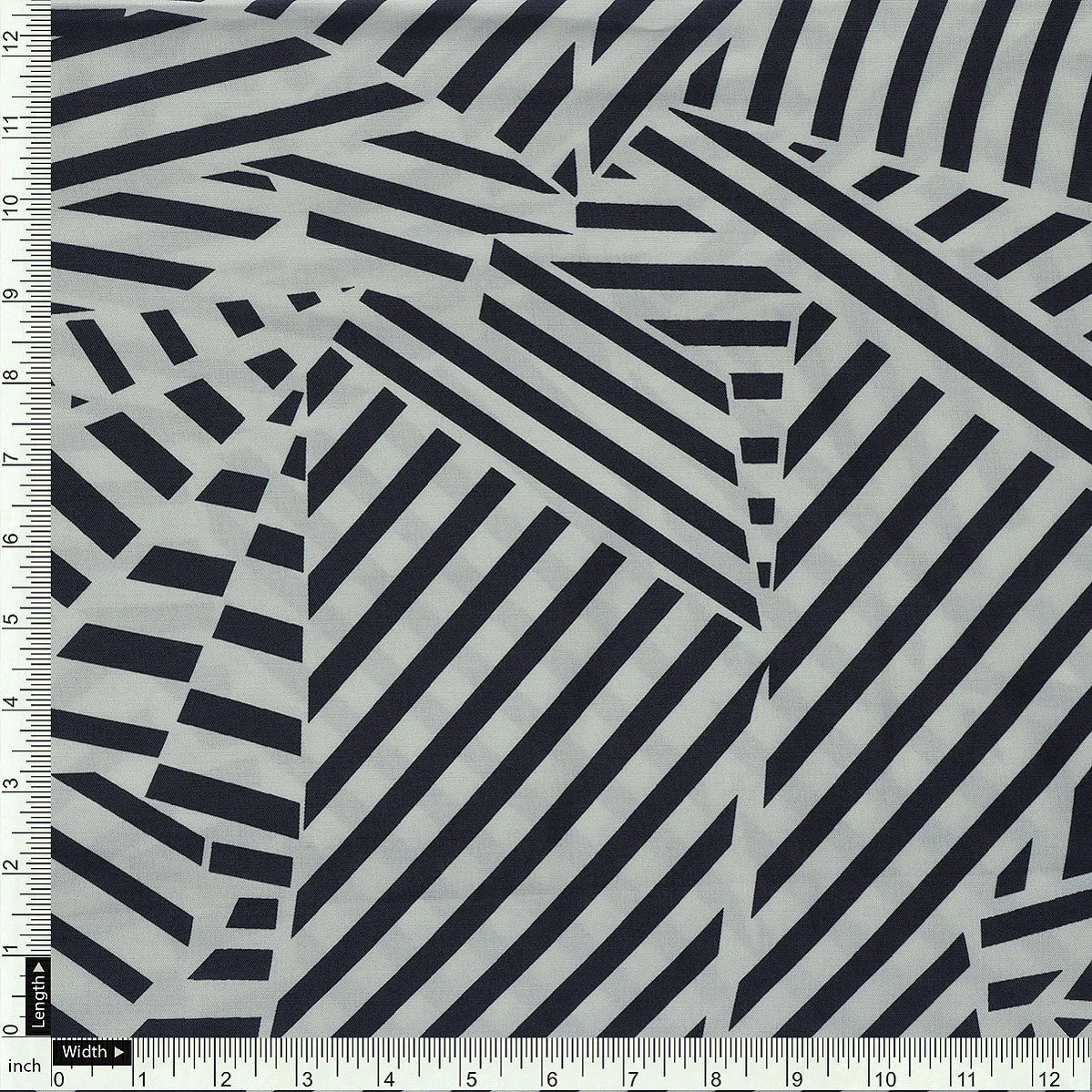 Attractive Black Strips With Bone Colour Digital Printed Fabric - Muslin