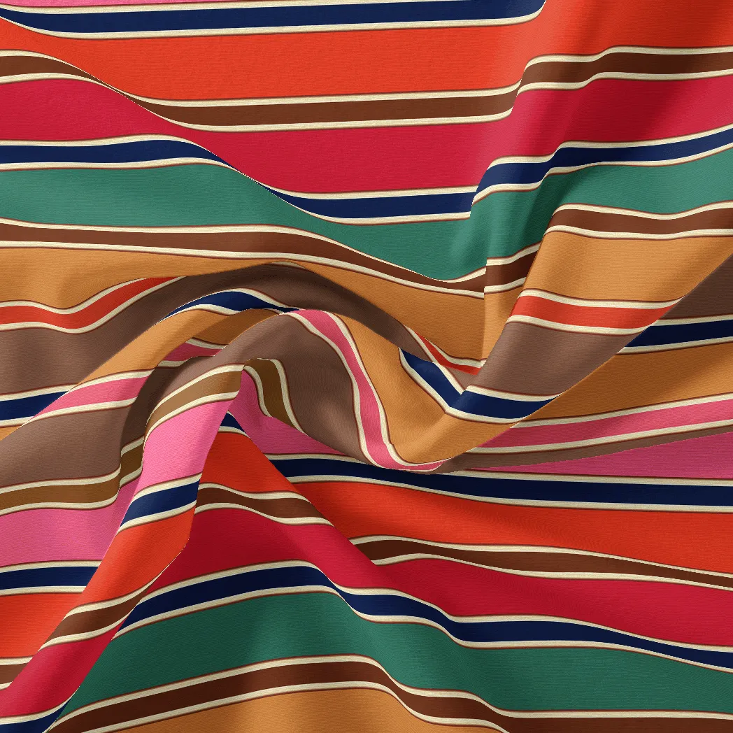 Attractive Hairline Strips Digital Printed Fabric - Weightless