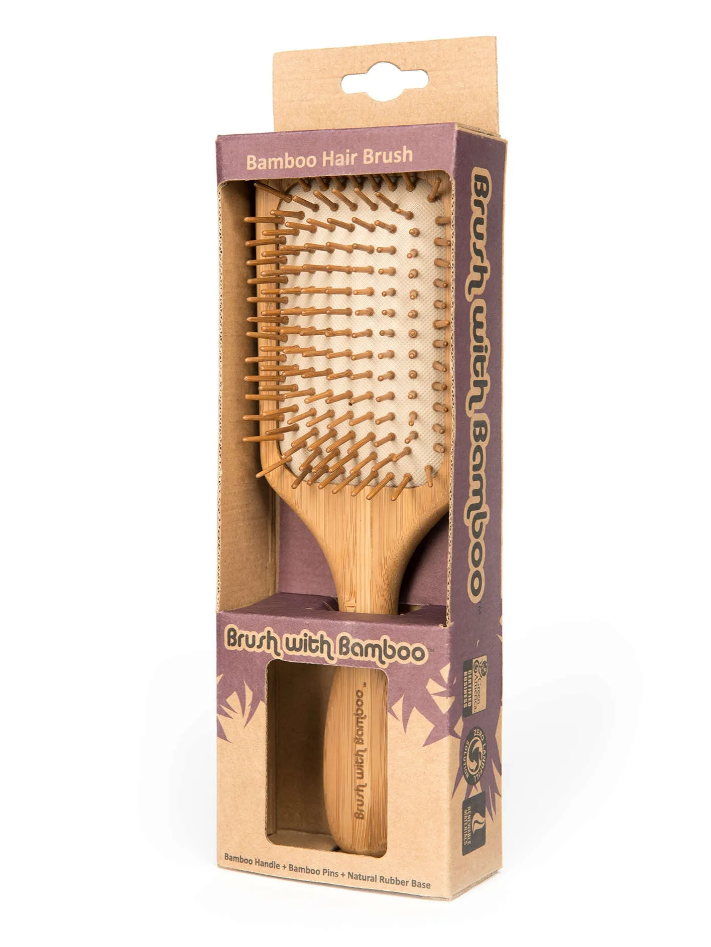 Bamboo Wooden Paddle Hairbrush - Fully Compostable