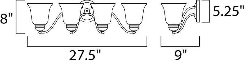 Basix 27.5" 4 Light Bath Vanity Light in Satin Nickel - Ice Shade