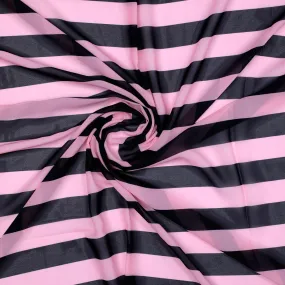 Bayadere Stripes Black With Pink Digital Printed Fabric - Weightless