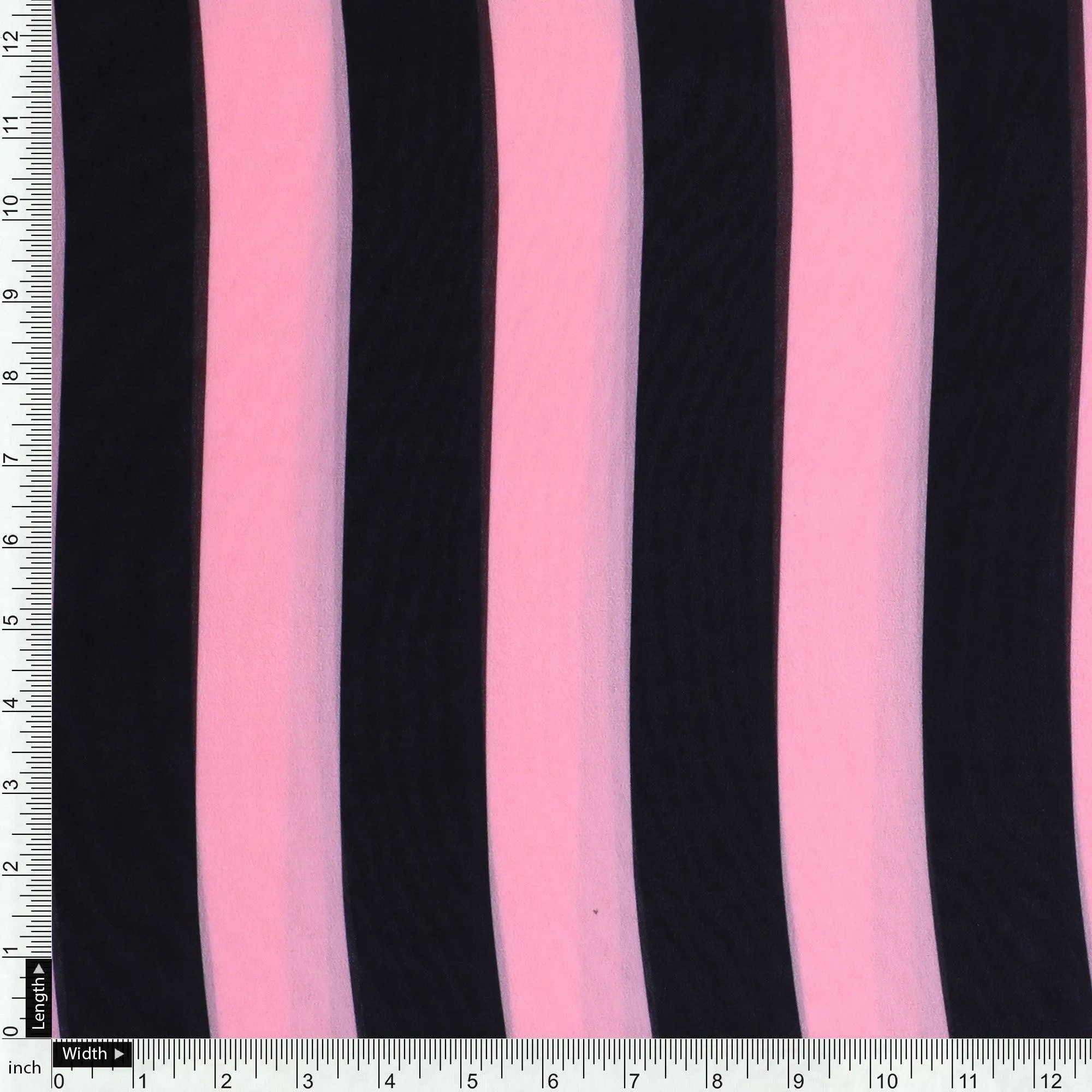 Bayadere Stripes Black With Pink Digital Printed Fabric - Weightless