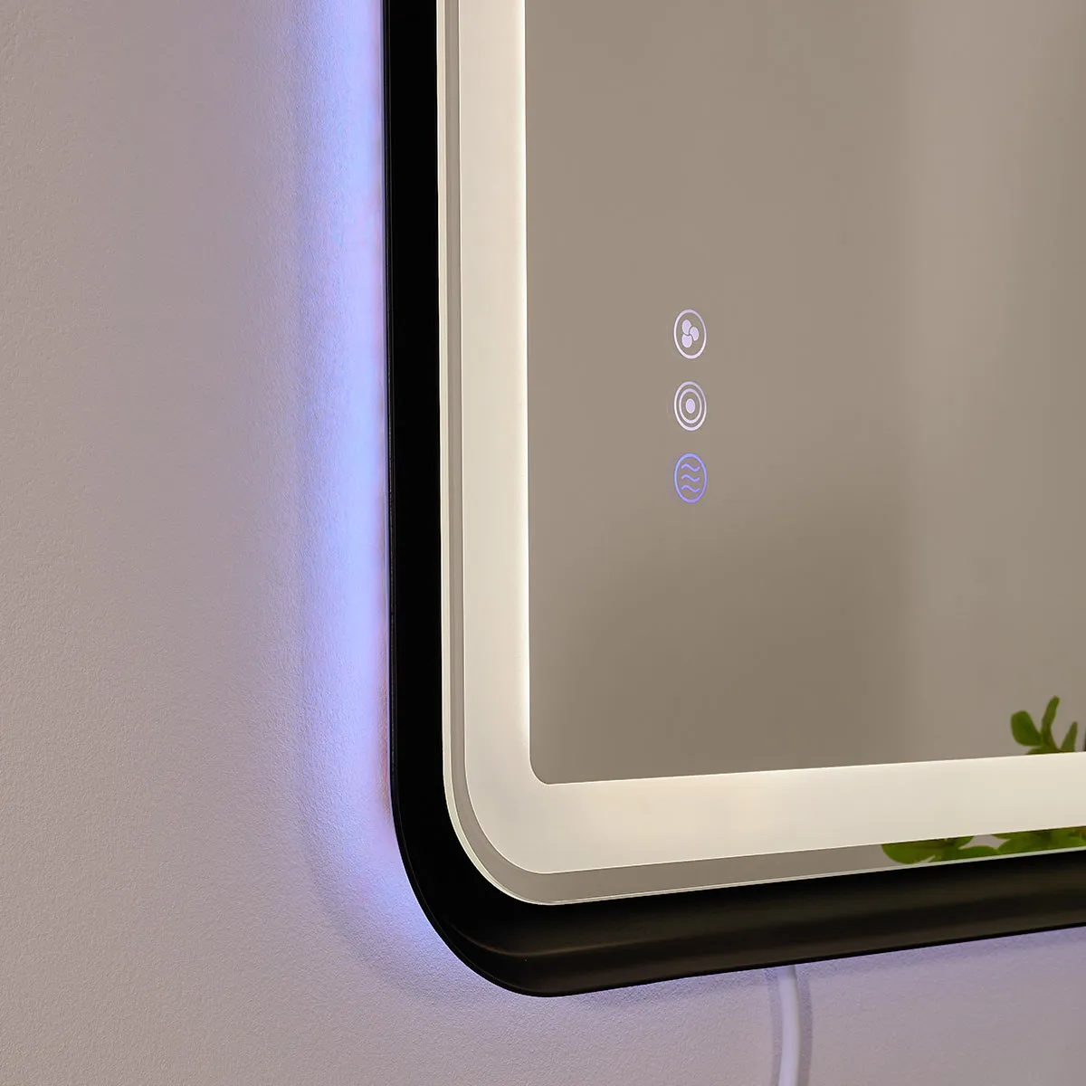 Black Belved Framed Bathroom Mirror With Lights, Led Mirror For Dual Front & Back Lights, Defogging & Memory