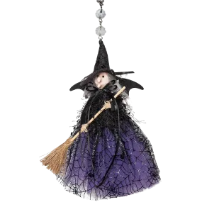 BLACK   PURPLE WITCH (Set/1) OR (Set/3) MAGNETIC HALLOWEEN CHANDELIER ORNAMENT
