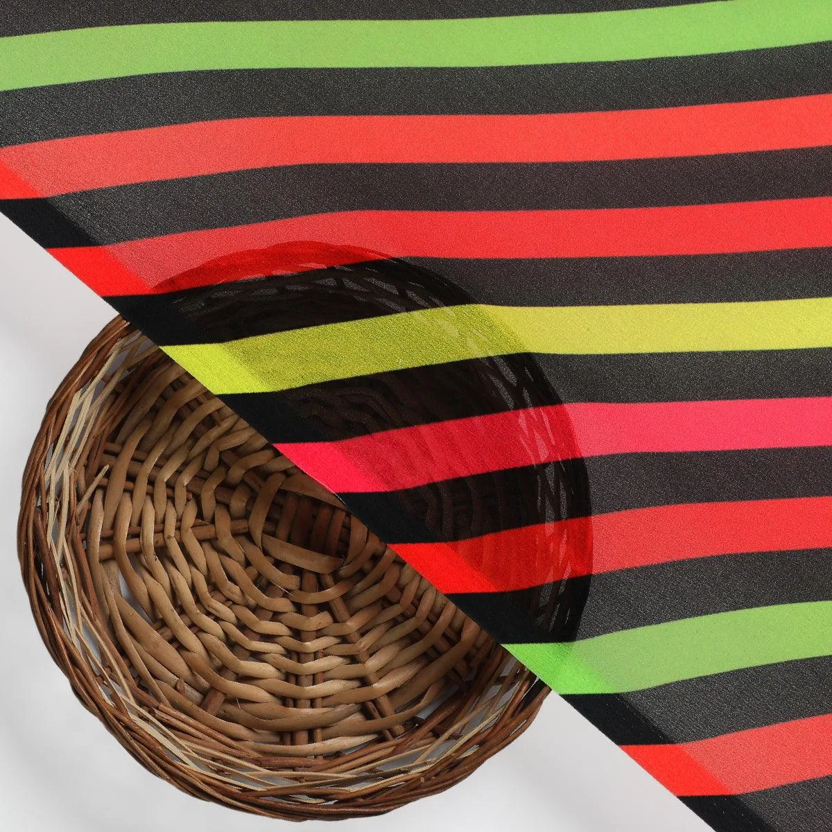 Black Regimental Strips Weightless Printed Fabric