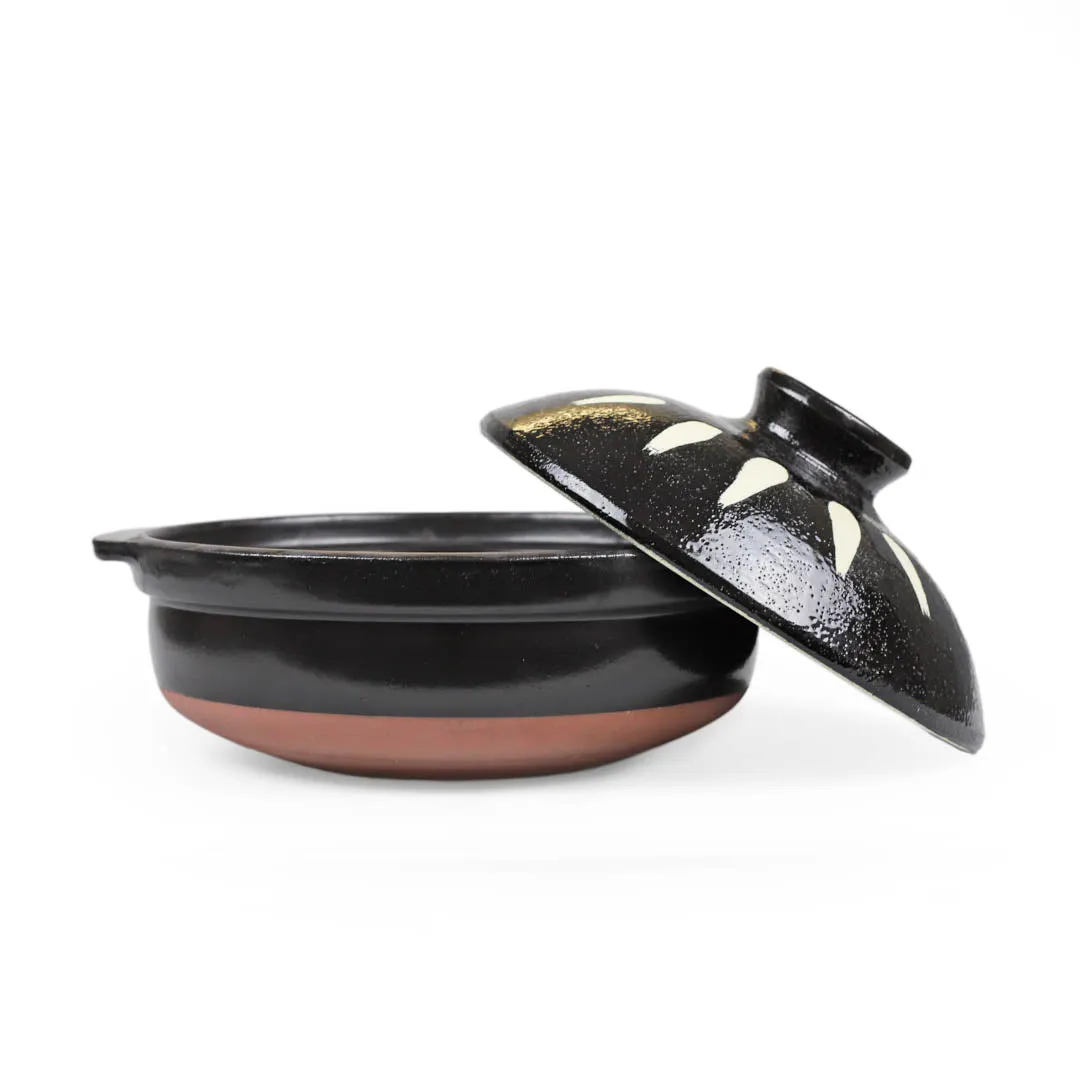 Black Tokusa Ceramic Coated Donabe Earthenware Pot 37 fl oz / 6.7" dia