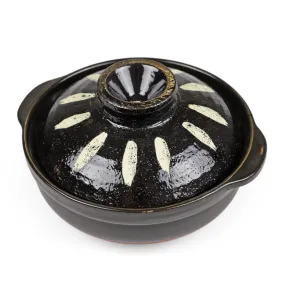 Black Tokusa Ceramic Coated Donabe Earthenware Pot 83 fl oz / 8.9" dia