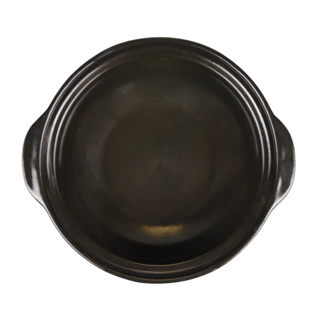 Black Tokusa Ceramic Coated Donabe Earthenware Pot 83 fl oz / 8.9" dia