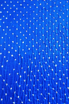 Blue Bandhani Bandhej Pure Gajji Silk Fabric ( 1 Mtrs )