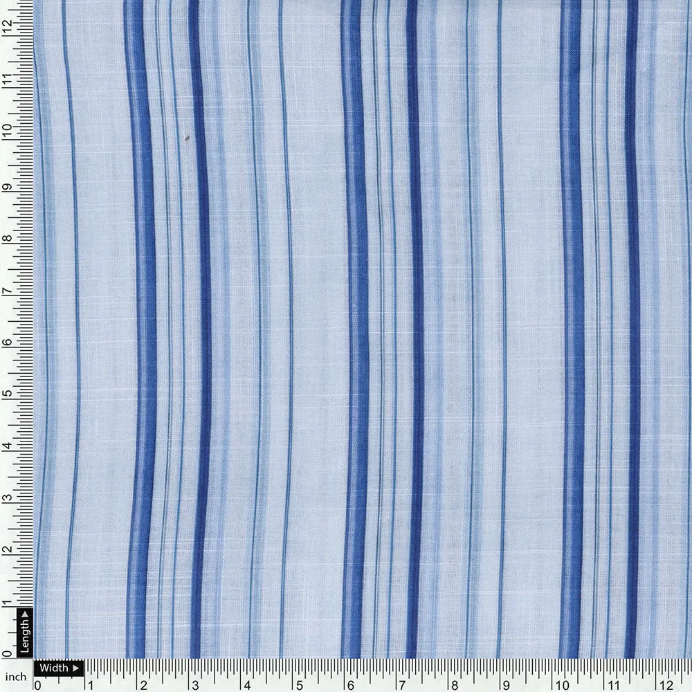 Blue Linen Printed Unstitched Fabric Set (5 Meter Set)