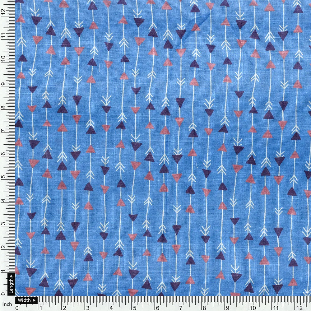 Blue Linen Printed Unstitched Fabric Set (5 Meter Set)