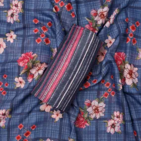Blue Mul Cotton Printed Unstitched Fabric Set (5 Meter Set)