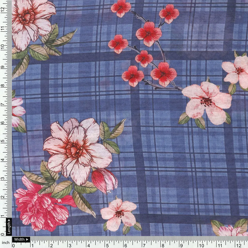 Blue Mul Cotton Printed Unstitched Fabric Set (5 Meter Set)