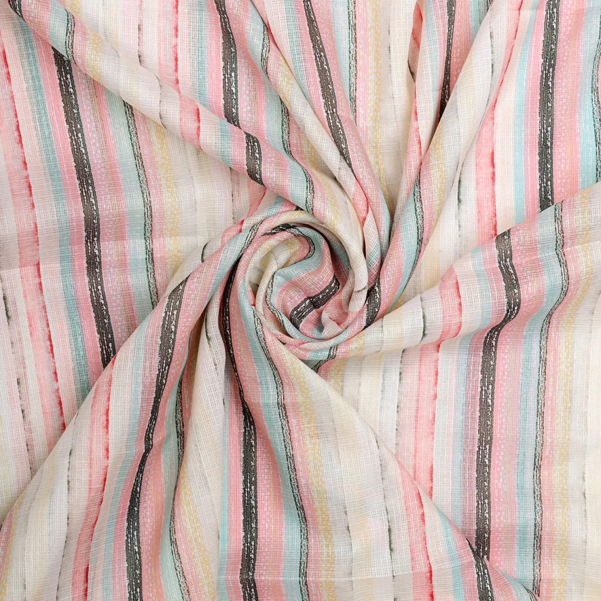 Blurry Strips Kota Doria Digital Printed Fabric Material