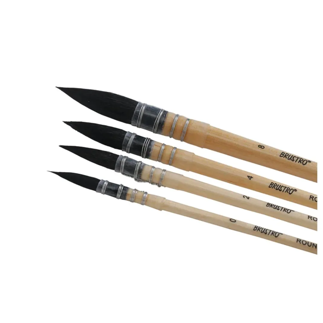 Brustro Artists’ Natural Hair MOP Brush Set of 4