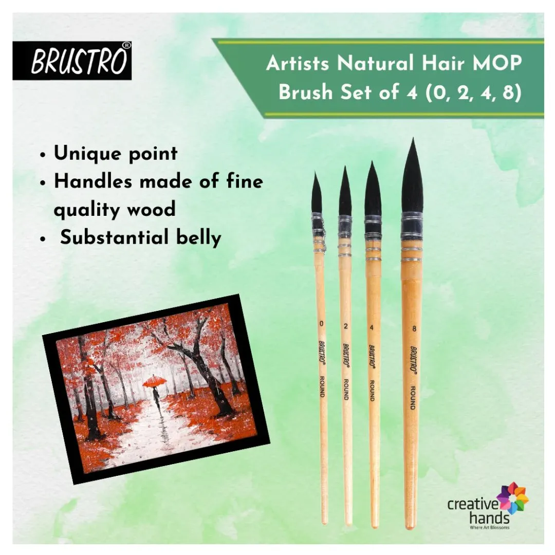 Brustro Artists’ Natural Hair MOP Brush Set of 4